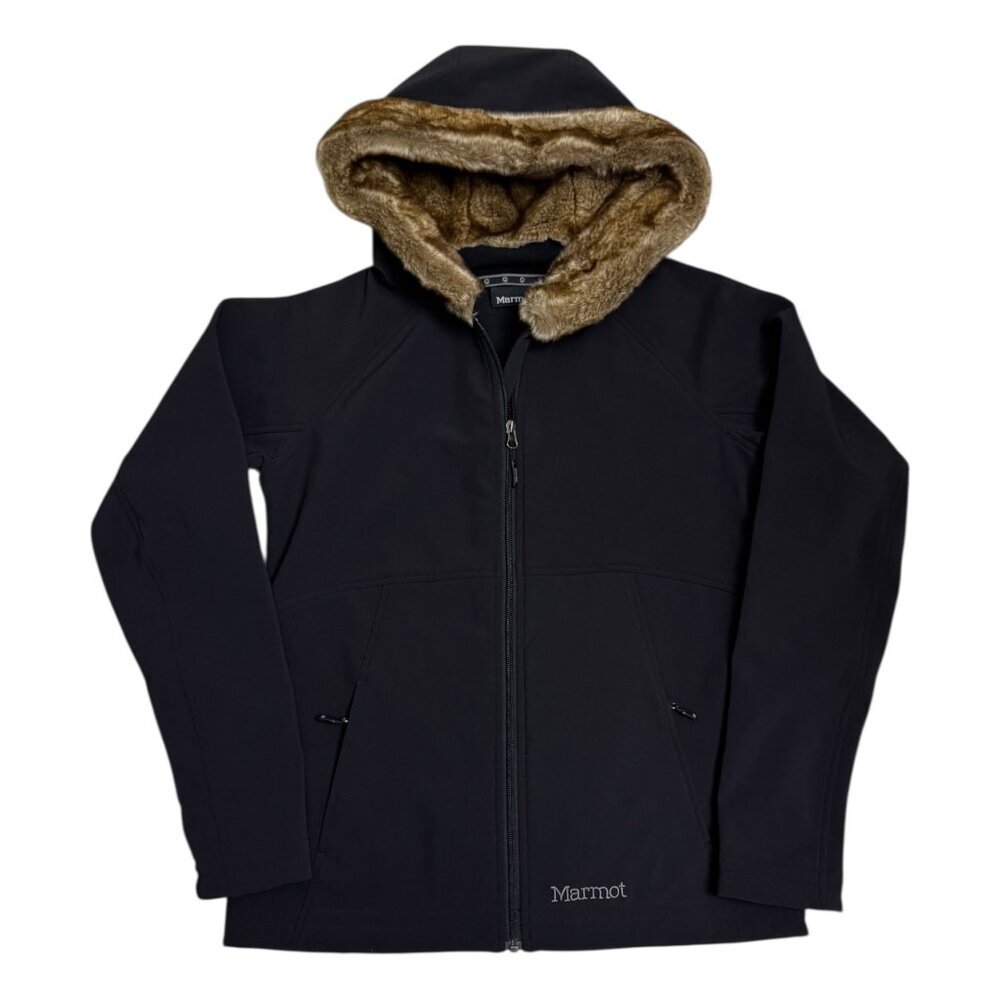 MARMOT Faux Fur Shell Waterproof Ski Casual Windbreaker Jacket Womens Large